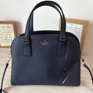 Kate Spade Parisian Navy Madison Saffiano Leather Medium Satchel Bag